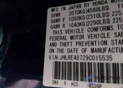 2009 Honda Cr-V Ex-L from USA, damaged, VIN JHLRE48729C015535
